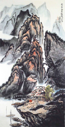 《霞映落叶秋山响》137×68cm 《霞映落叶秋山响》137×68cm