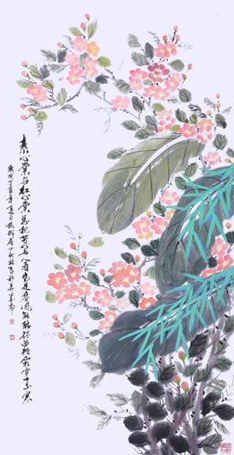 《海棠花开红似火》137×70cm 《海棠花开红似火》137×70cm