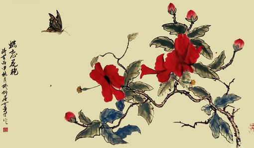《蝴蝶花艳》137×70cm 《蝴蝶花艳》137×70cm