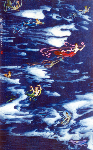 《飞天》当代帛画 69×43cm 1999年 《飞天》当代帛画 69×43cm 1999年