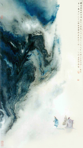 《苏东坡诗意》当代帛画 70×40cm 2001 《苏东坡诗意》当代帛画 70×40cm 2001