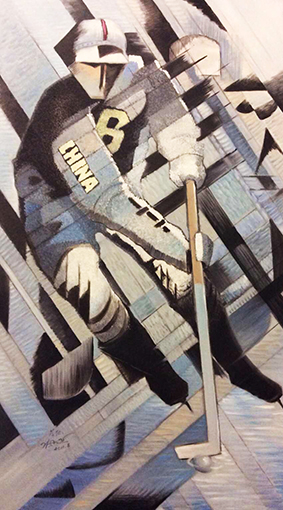 油画（冰球队员）80cm×160cm 2011年
