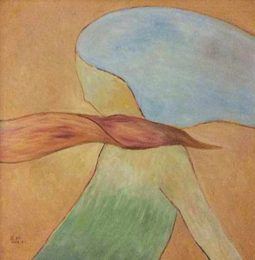 油画《红丝巾与少女》85cm×85cm 1998年