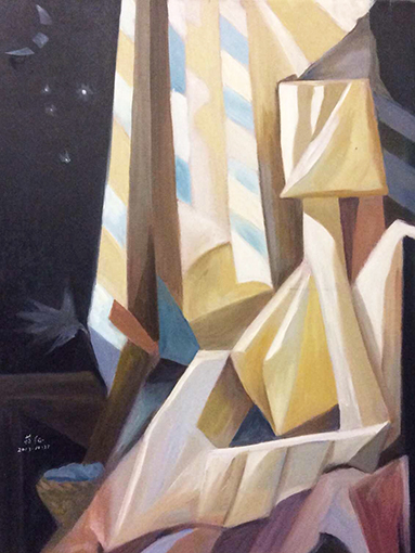 油画《月光下的少女》80cm×60cm2009年