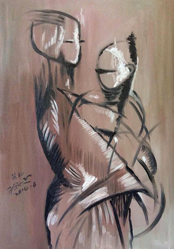 油画《母子情》50cm×70cm 2013年 油画《母子情》50cm×70cm 2013年