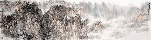 《黄山云烟》180×48cm