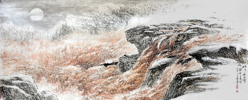 董宝宏《明月照积雪朔风过大河》240cm×120cm