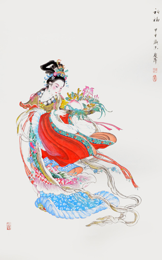 陈长智 林庆萍作品《祈福》 67 × 43.5cm 2009年 陈长智 林庆萍作品《祈福》 67 × 43.5cm 2009年