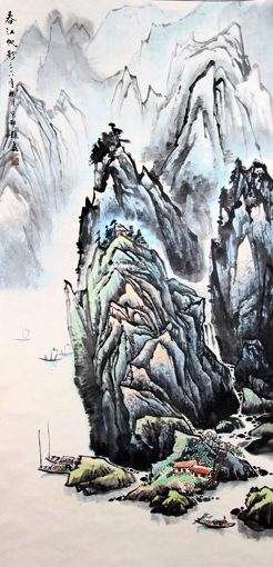 《春江帆影》137x68cm 《春江帆影》137x68cm