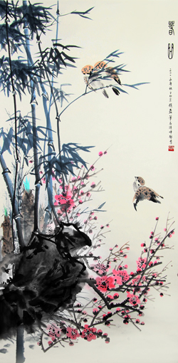 《春曲》137x68cm 《春曲》137x68cm