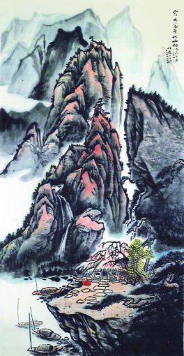 《霞映落叶秋山响》137x68cm 《霞映落叶秋山响》137x68cm