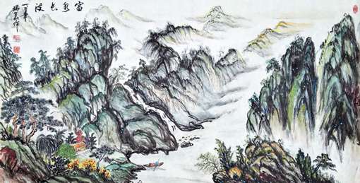 牛瑞华作品：《富水长流》规格：137cmx69cm 价格1500元