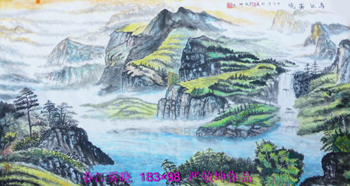 《春江雾晓》规格：183×98cm 价格：28000元