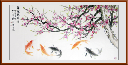 杨秦乔作品《五余献瑞图》规格：180x97cm 售价：18000元