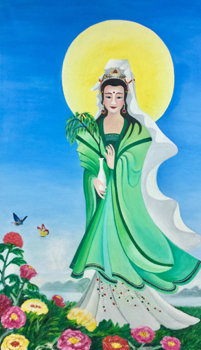 郭全林作品《富贵观音像》规格：2mX1.28m.售价：十万