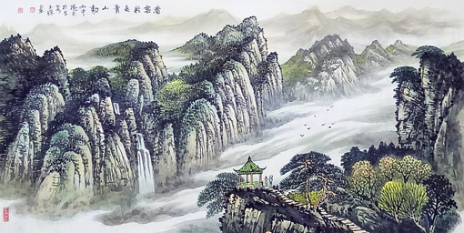 《看云疑是青山动》规格：136cmX68cm，2016年创作，价格：2500元