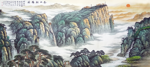 《泰山朝阳图》规格：240cmx110cm，2017年创作，价格：4600元