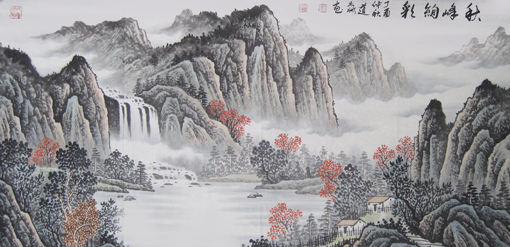 颜道淼作品《秋峰绚彩》规格：134cmx68cm 价格：面议