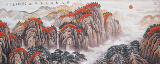 颜道淼作品《万山红遍层林尽染》规格：180cmx80cm 价格：面议