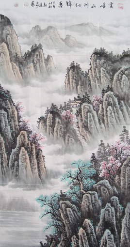 颜道淼作品《雲峰山川似锦绣》规格：134cmx68cm 价格：面议