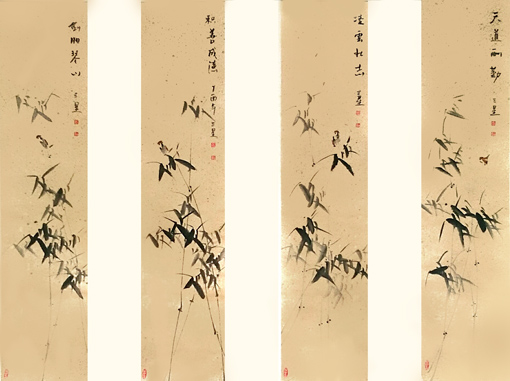 赵三星作品《竹子四条屏》价格：8000元 (1)