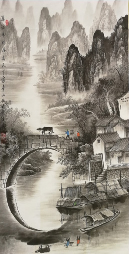 尹有香山水画 规格：四尺整张 价格：10万元一平尺