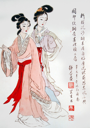 王静芬作品 《二乔》 尺寸：2.7平方尺 价格：面议