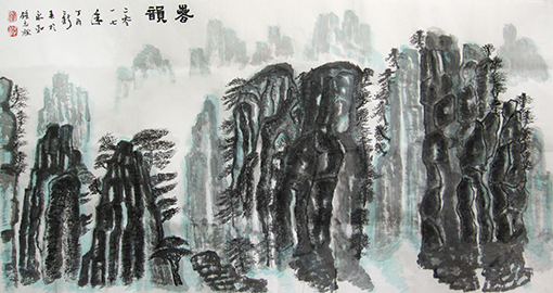钟志雄作品《春韵》规格：138cmx69cm（价格每平尺2000元）