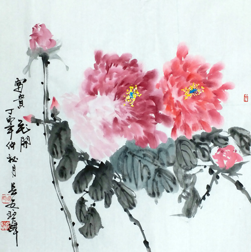 《富贵花开》规格：67x67cm 价格：每平尺8000元