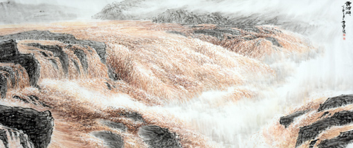 《大河奔腾》240x80cm 《大河奔腾》240x80cm