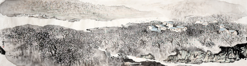 《洛水春晨》180x48cm 《洛水春晨》180x48cm