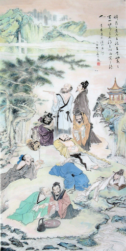 李豪作品2《醉翁之意不在酒》规格：69xmX137cm.售价：100000元