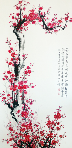 王永亮作品4《红梅》规格：135cmX67cm.售价：15600元