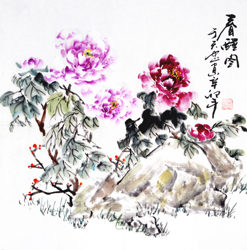 于天忠作品《春醒图》规格：69cmx68cm（价格：每平尺3万元）