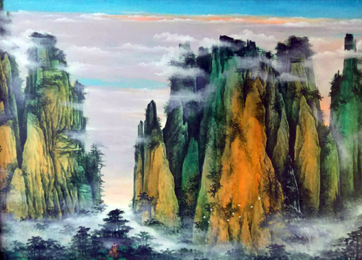 《飞猿岭上猿声》山雾系列早期代表作 尺寸：120X100cm 价格：30万一幅