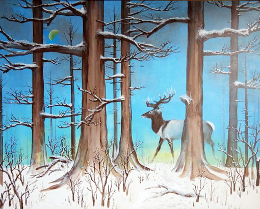 《林海精灵》 尺寸：100X80cm 价格：8万一幅