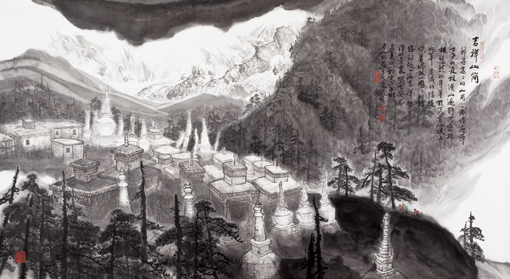 陈鹏同作品《吉祥山岗》规格：180cmx97cm(价格面议）